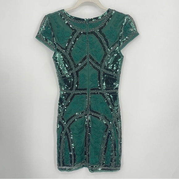 Lulus Spread Your Shine Emerald Green Sequin Embroidered Bodycon Dress Sz XS - Picture 5 of 11